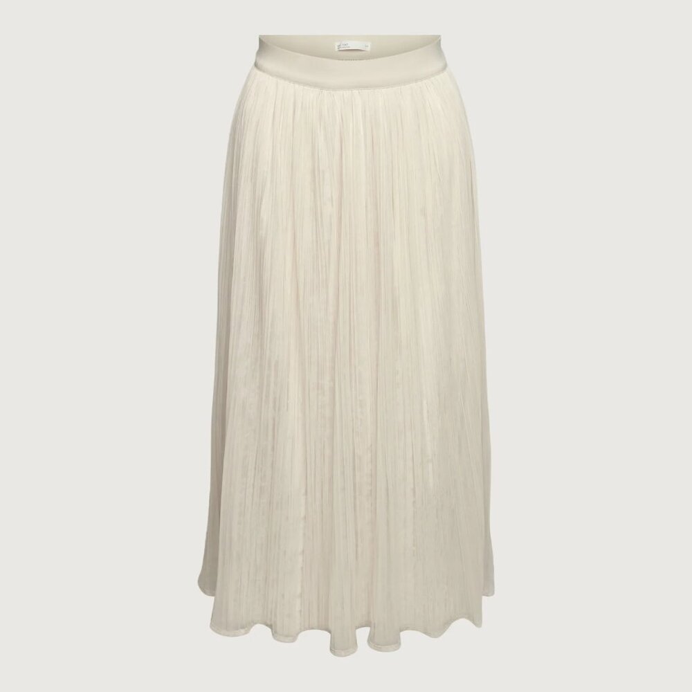 Oak + Fort Pleated Layer Maxi Skirt – Ivory